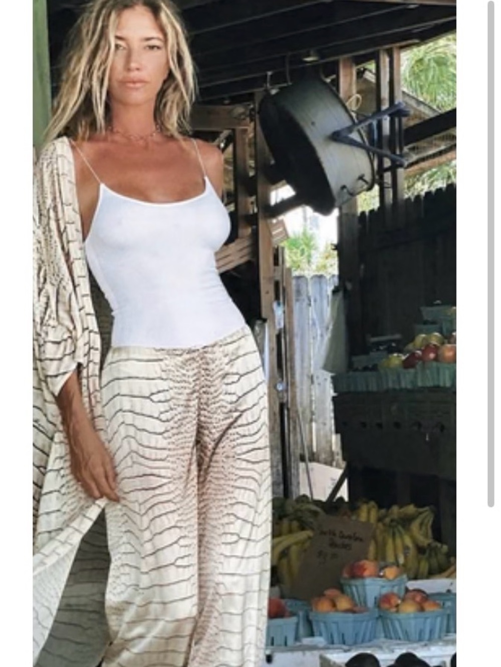 Ramona LaRue Mandy Alligator 🐊 Print Wide Leg Drawstring Pants🤍🤎